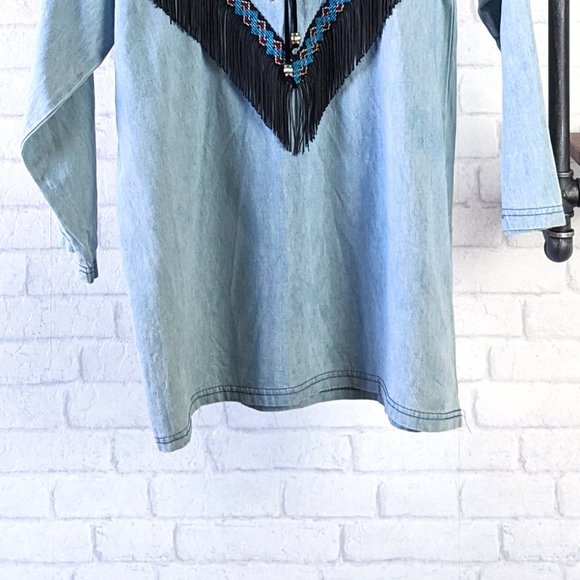 Vintage Copacabana Jean Tunic Dress Boho Southwest - Picture 4 of 6